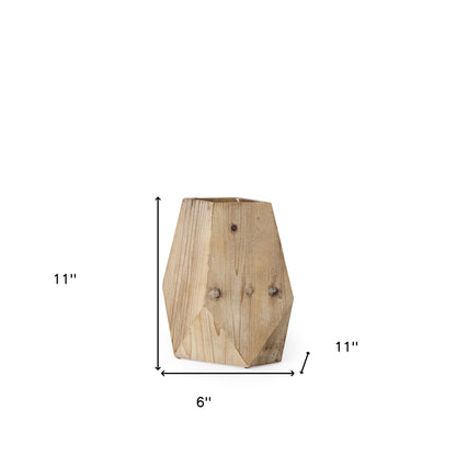 cylinder solid wood table vase, solid wood table vase, wood table vase, abstract cylinder solid wood table, 11" natural abstract cylinder solid