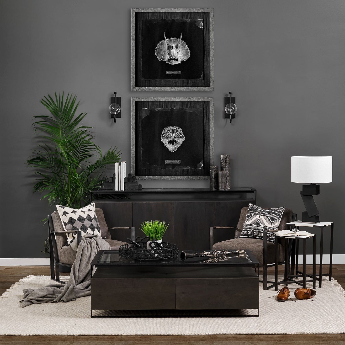 10" BLACK AND GOLD ABSTRACT CYLINDER CERAMIC TABLE VASE