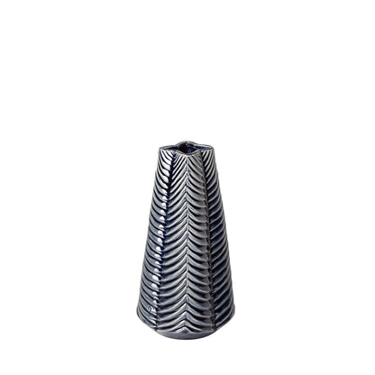 MALIBU 10" NAVY BLUE ABSTRACT CERAMIC CYLINDER TABLE VASE - Varnish & Vibe