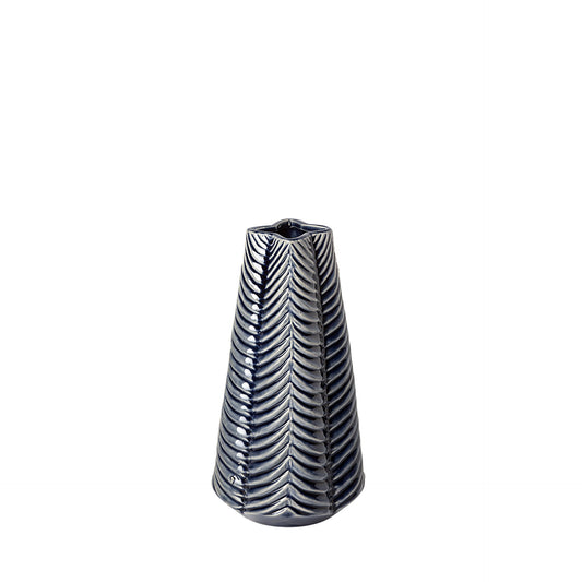 MALIBU 10" NAVY BLUE ABSTRACT CERAMIC CYLINDER TABLE VASE - Varnish & Vibe