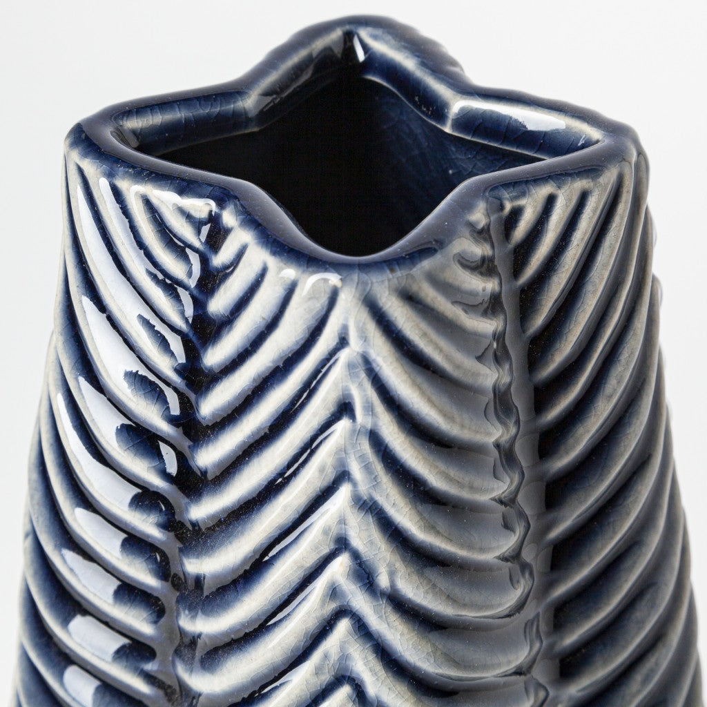 MALIBU 10" NAVY BLUE ABSTRACT CERAMIC CYLINDER TABLE VASE - Varnish & Vibe