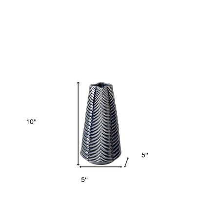 MALIBU 10" NAVY BLUE ABSTRACT CERAMIC CYLINDER TABLE VASE - Varnish & Vibe
