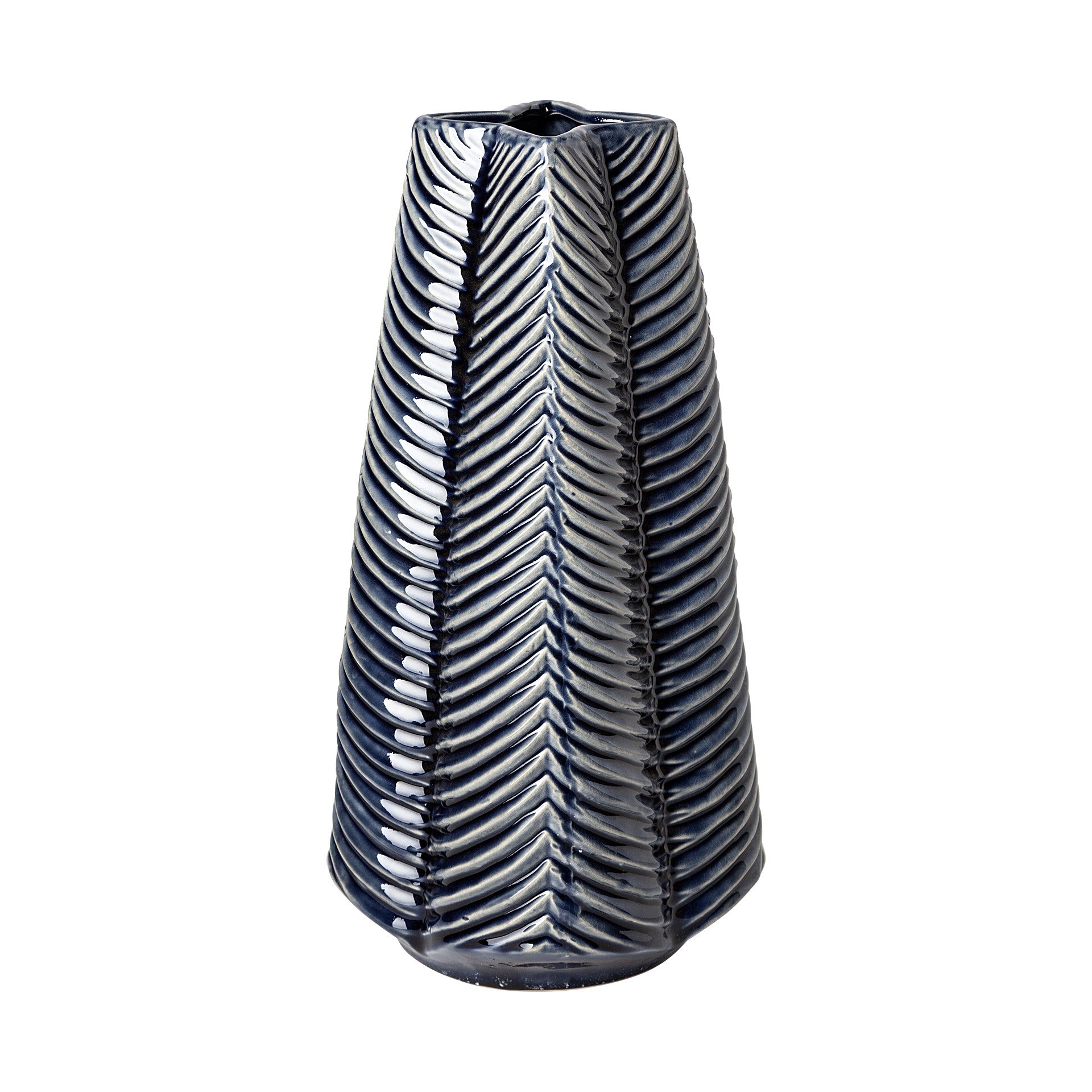 MALIBU 16" NAVY BLUE AND WHITE ABSTRACT CERAMIC TABLE VASE - Varnish & Vibe