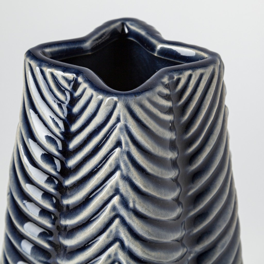 MALIBU 16" NAVY BLUE AND WHITE ABSTRACT CERAMIC TABLE VASE - Varnish & Vibe
