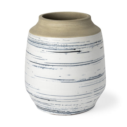 LAKEVIEW 10" WHITE AND BLUE CERAMIC TABLE VASE