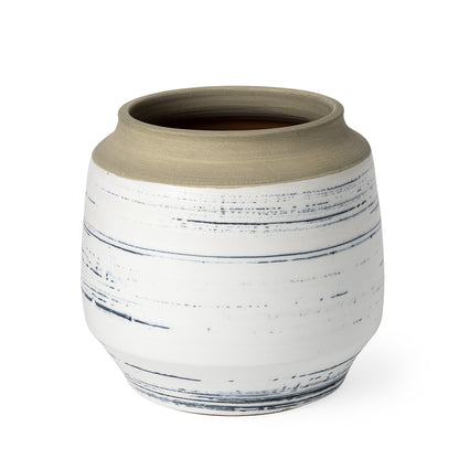 LAKEVIEW 9" WHITE AND BLUE CERAMIC TABLE VASE