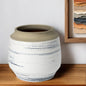 LAKEVIEW 9" WHITE AND BLUE CERAMIC TABLE VASE