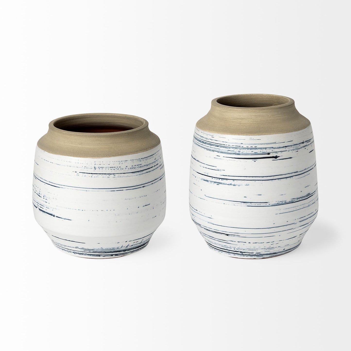 LAKEVIEW 9" WHITE AND BLUE CERAMIC TABLE VASE