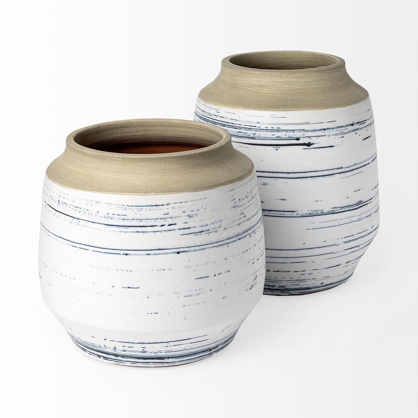 LAKEVIEW 9" WHITE AND BLUE CERAMIC TABLE VASE