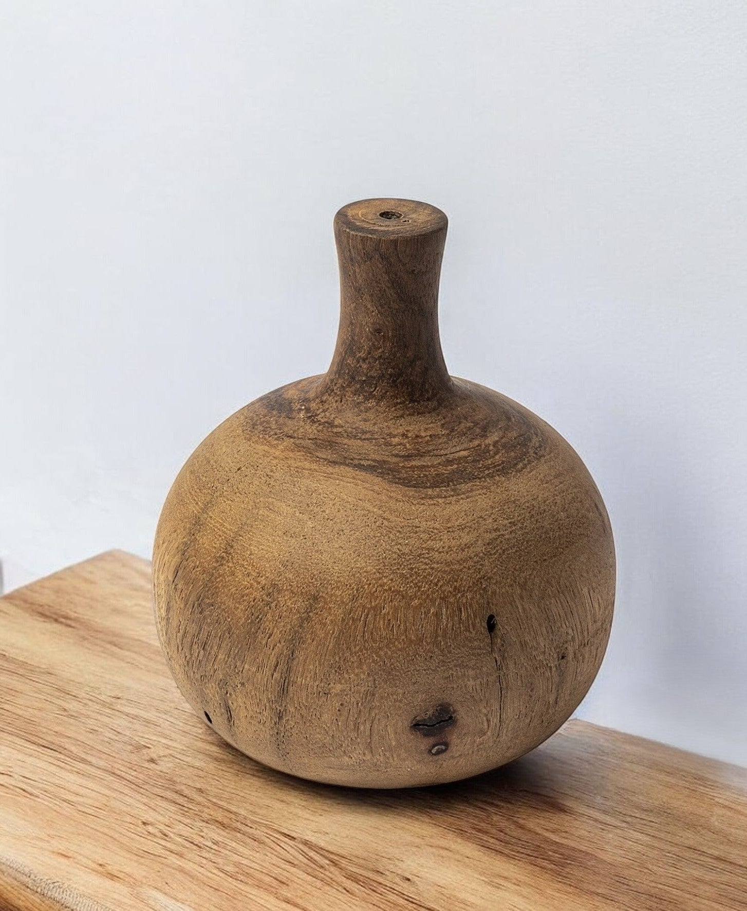 7" BROWN ABSTRACT CYLINDER SOLID WOOD TABLE VASE - Varnish & Vibe