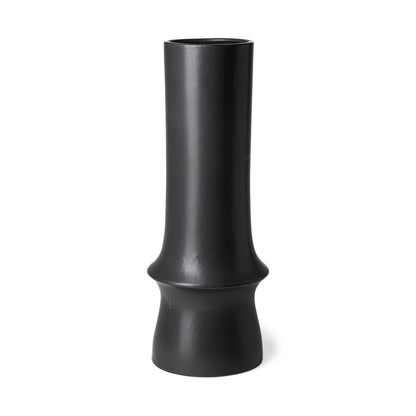 Black cylindrical vase on a white background