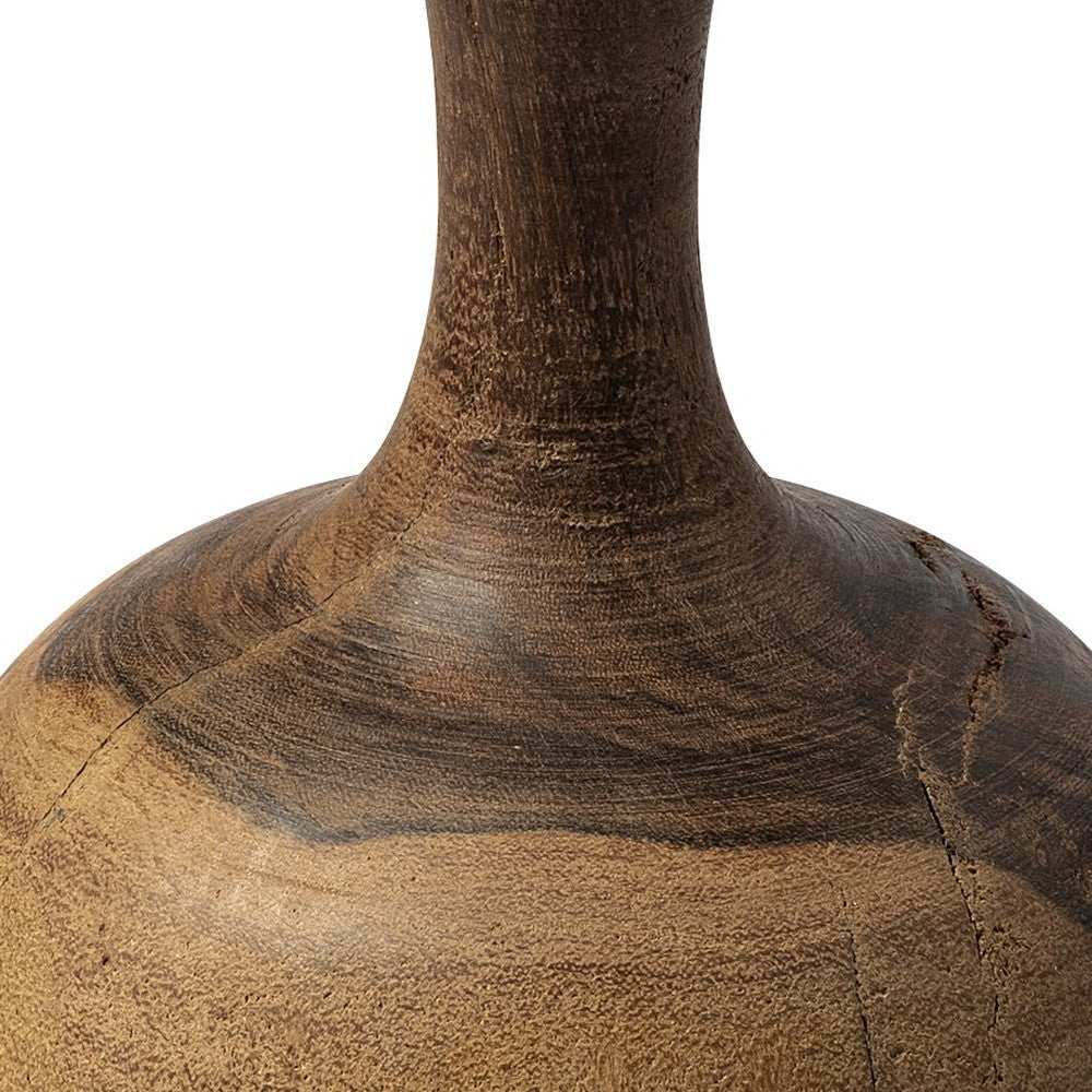 11" BROWN BUD SOLID WOOD TABLE VASE - Varnish & Vibe