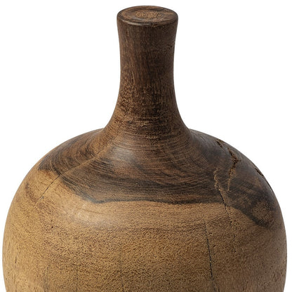 11" BROWN BUD SOLID WOOD TABLE VASE - Varnish & Vibe
