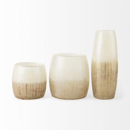 HERMOSA 9" CREAM GLASS TABLE VASE