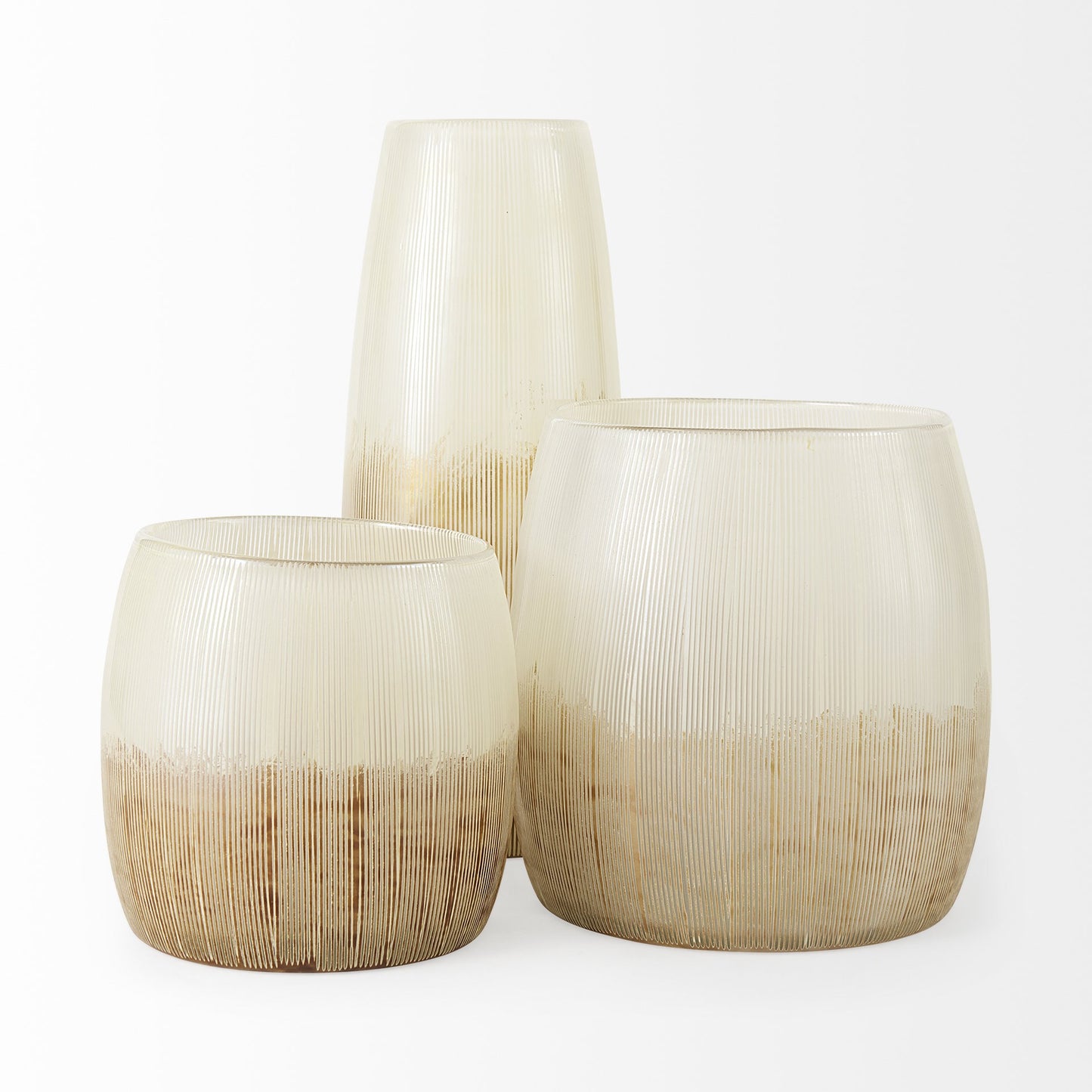 HERMOSA 9" CREAM GLASS TABLE VASE