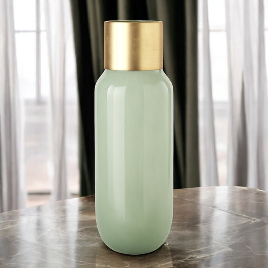 REDONDO 17" GREEN CYLINDER GLASS TABLE VASE