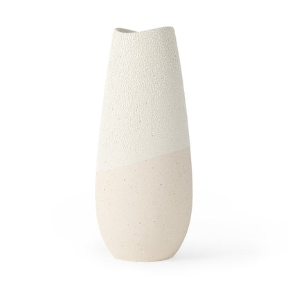 HERMOSA 14" CREAM CERAMIC TABLE VASE