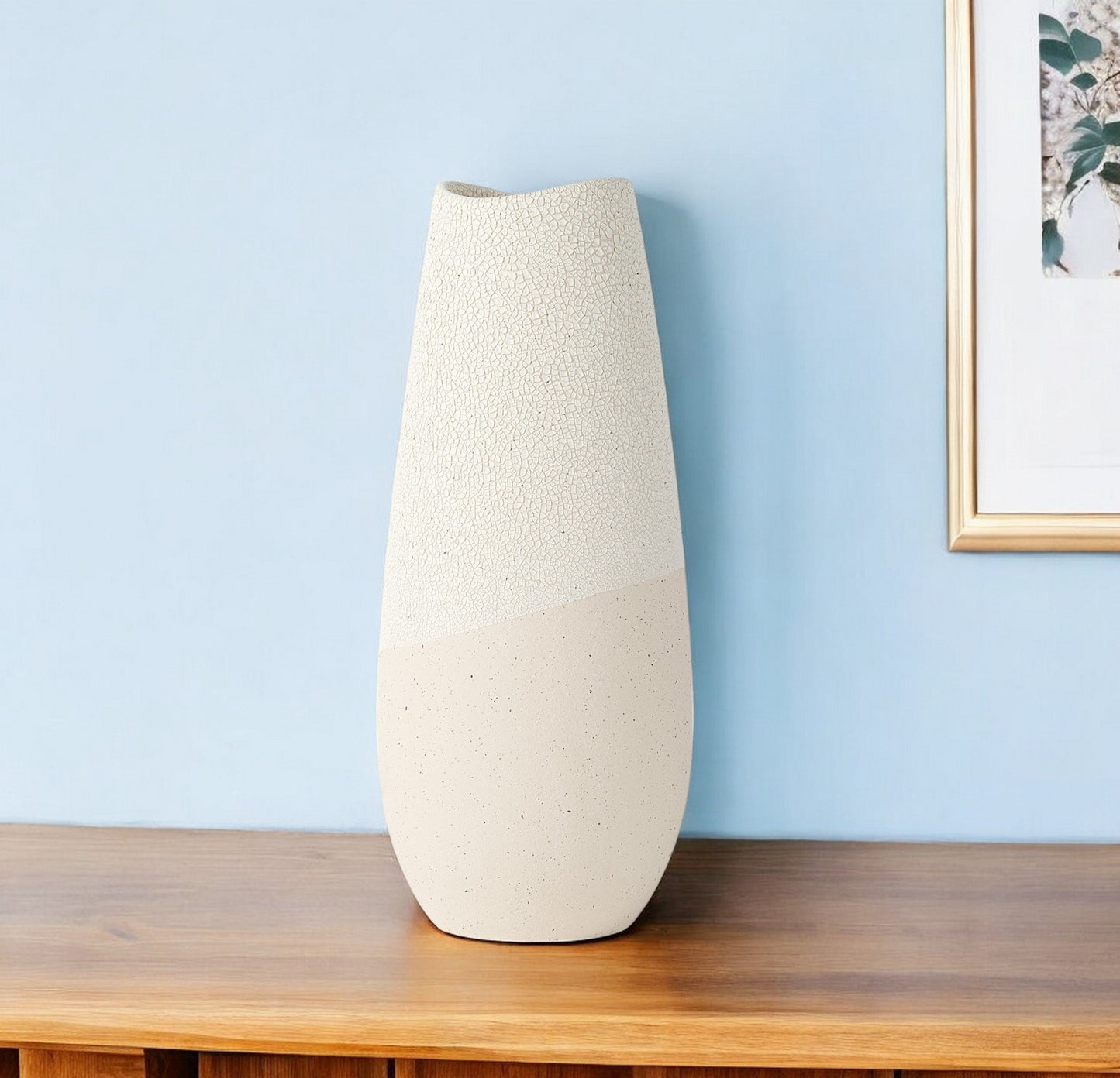 HERMOSA 14" CREAM CERAMIC TABLE VASE