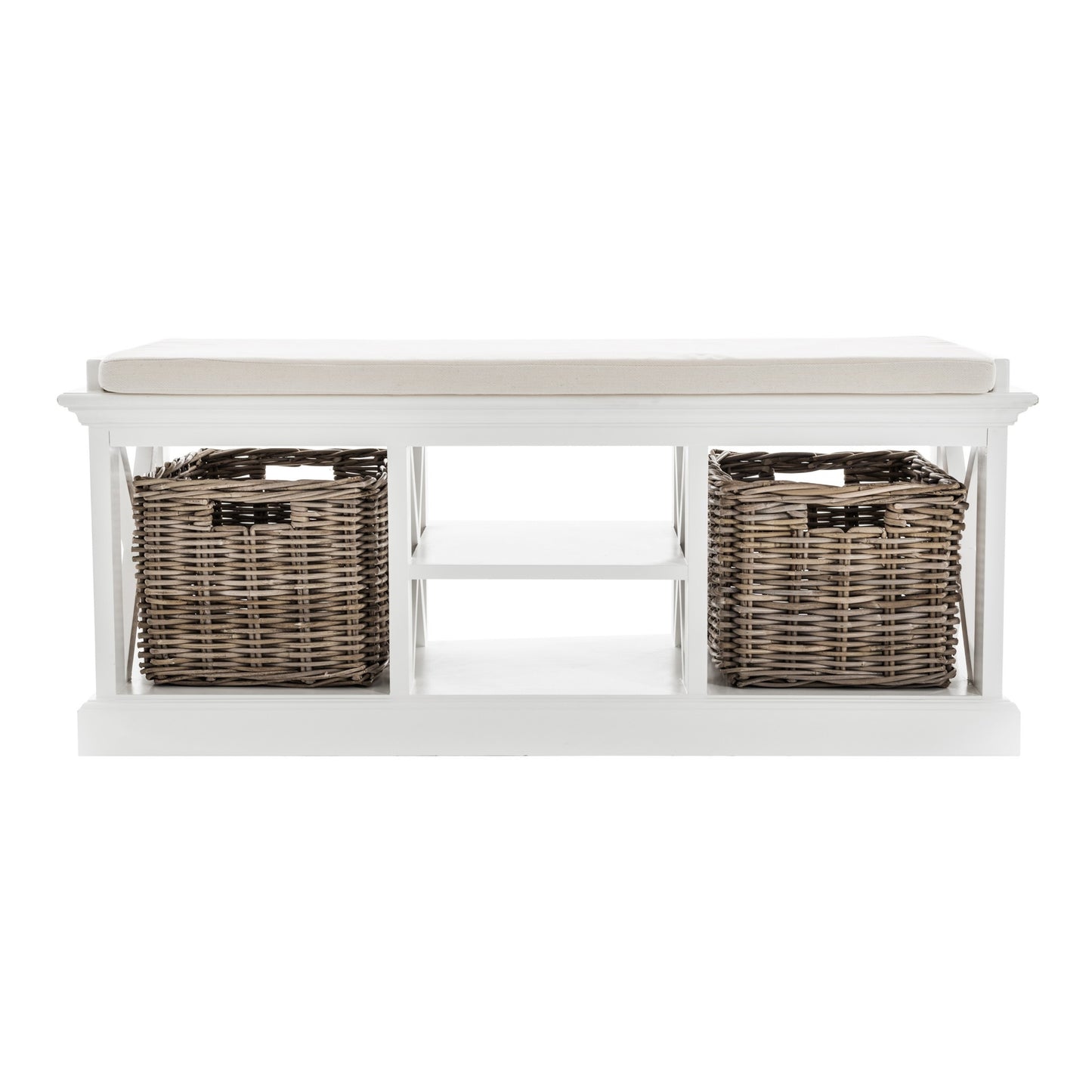 MALIBU CLASSIC WHITE BENCH AND BASKET SET - Varnish & Vibe