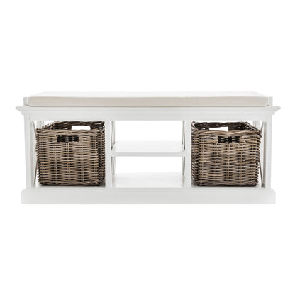 MALIBU CLASSIC WHITE BENCH AND BASKET SET - Varnish & Vibe