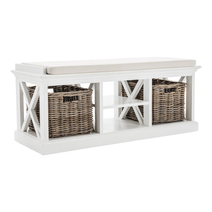 MALIBU CLASSIC WHITE BENCH AND BASKET SET - Varnish & Vibe