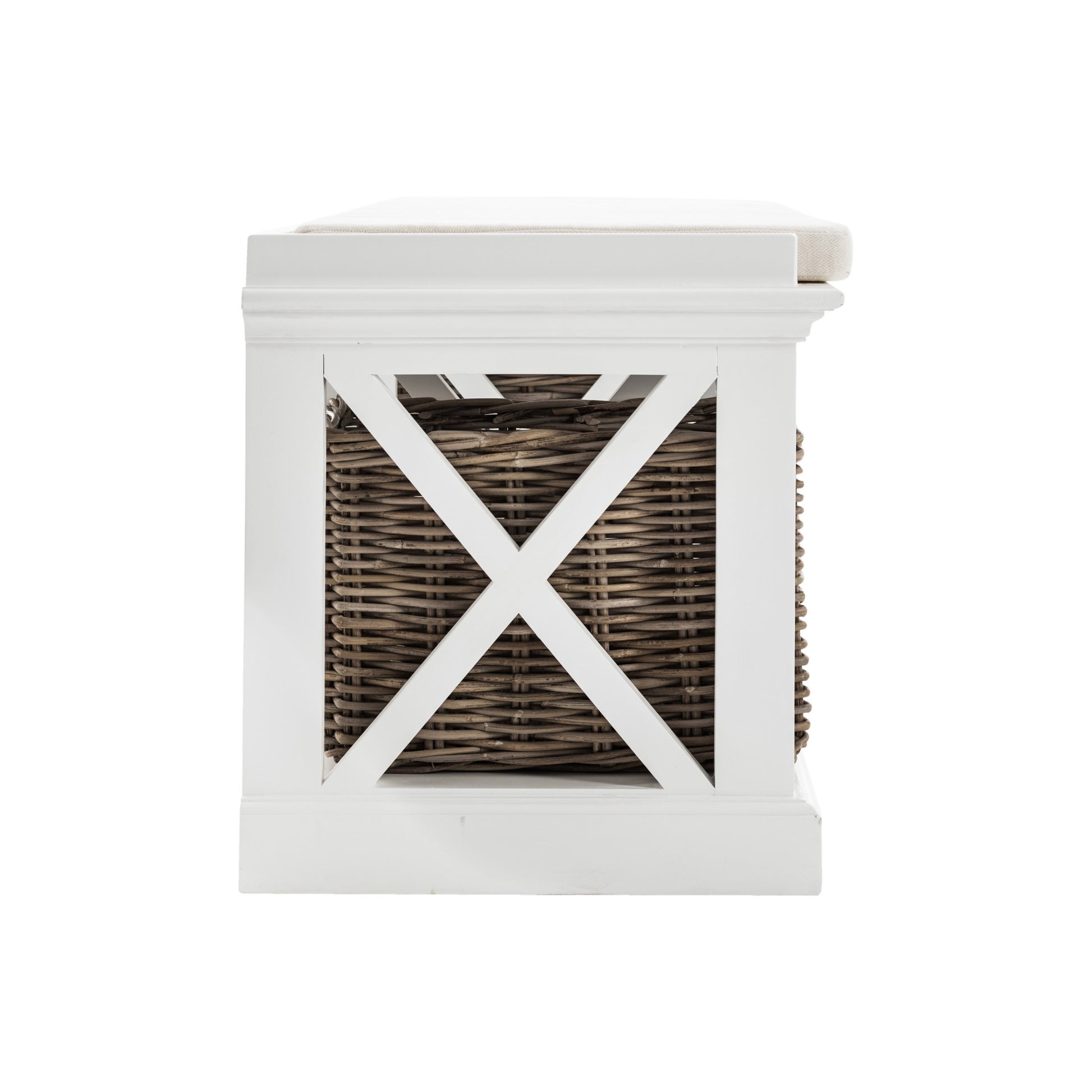 MALIBU CLASSIC WHITE BENCH AND BASKET SET - Varnish & Vibe