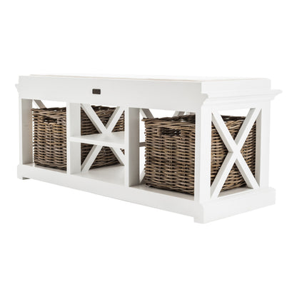MALIBU CLASSIC WHITE BENCH AND BASKET SET - Varnish & Vibe