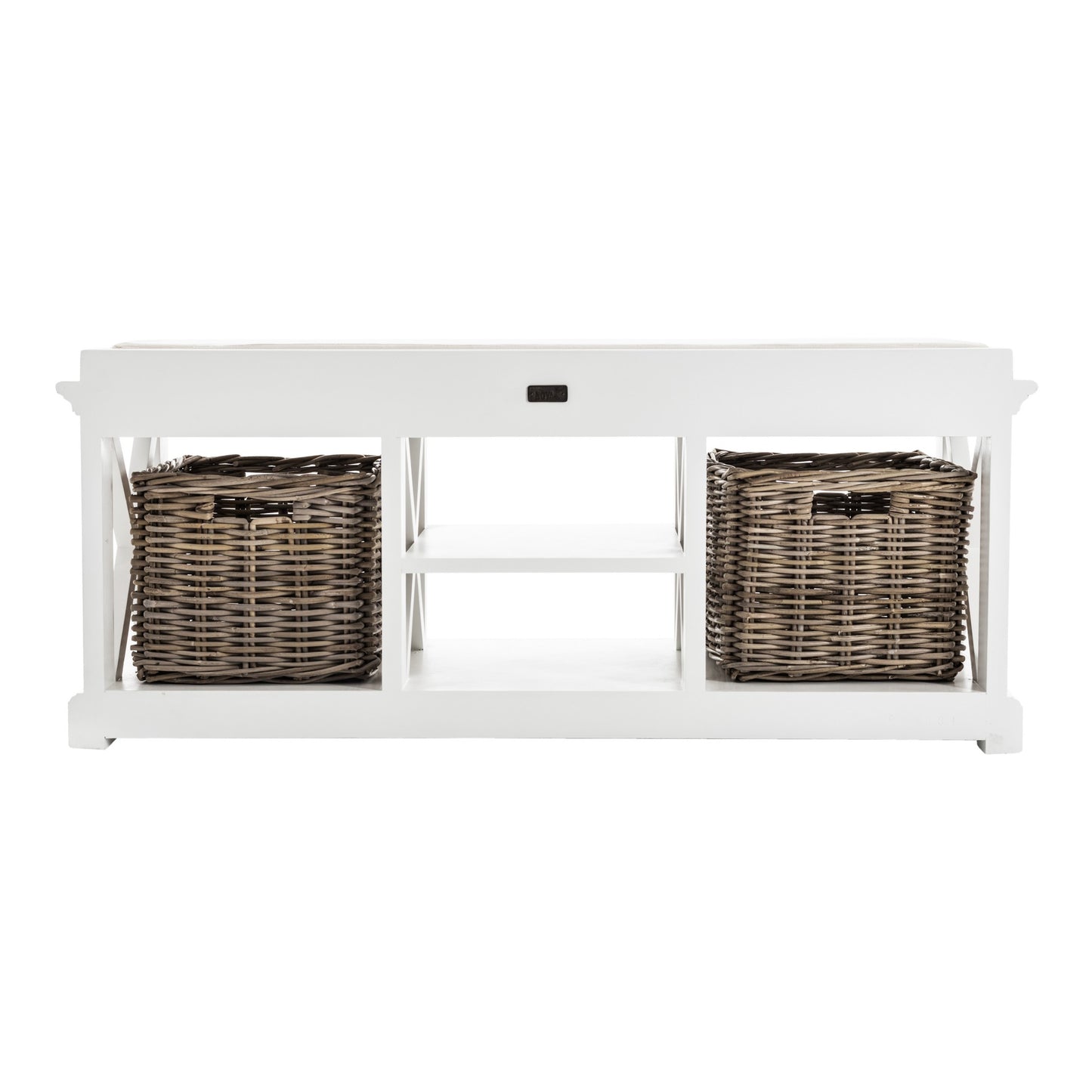 MALIBU CLASSIC WHITE BENCH AND BASKET SET - Varnish & Vibe