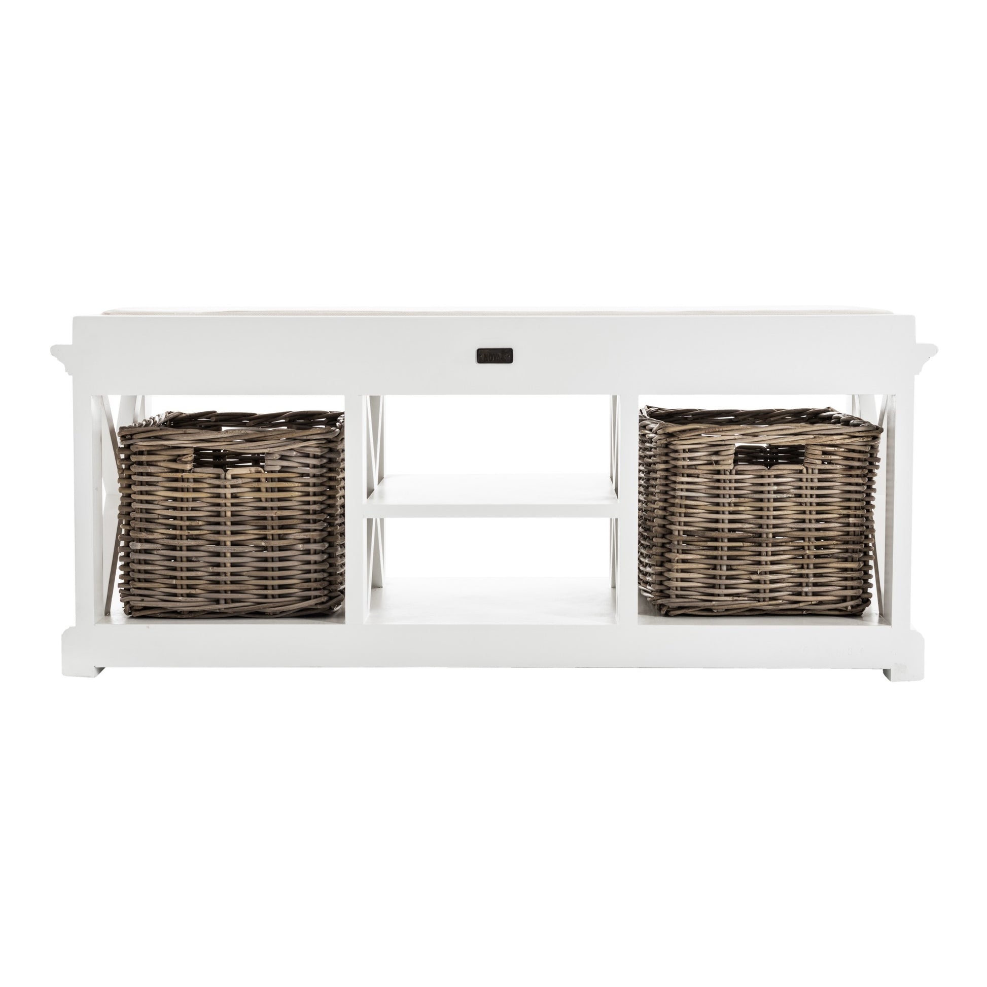MALIBU CLASSIC WHITE BENCH AND BASKET SET - Varnish & Vibe