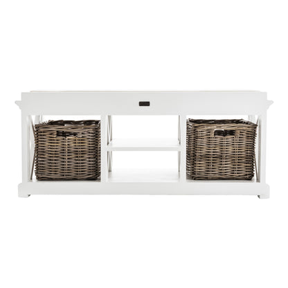 MALIBU CLASSIC WHITE BENCH AND BASKET SET - Varnish & Vibe