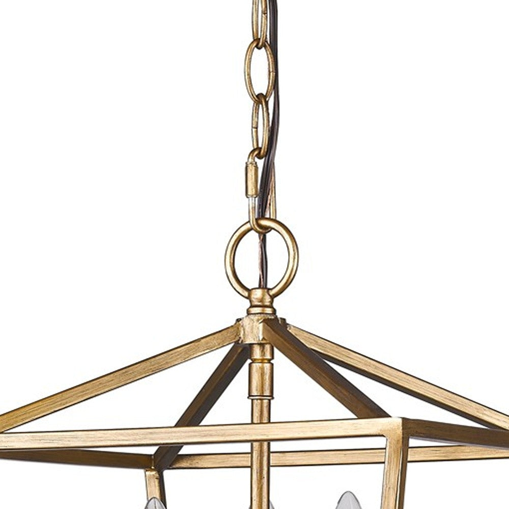 LAUREL KENNEDY 3-LIGHT ANTIQUE GOLD PENDANT WITH CRYSTAL BOBECHES