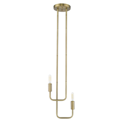 LAUREL PERRET 2-LIGHT AGED BRASS PENDANT