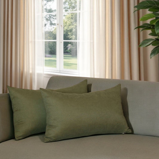 SET OF TWO GREEN LUMBAR THROW PILLOWS