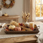 LAUREL 19" BROWN WOOD HANDMADE SERVING TRAY WITH HANDLES
