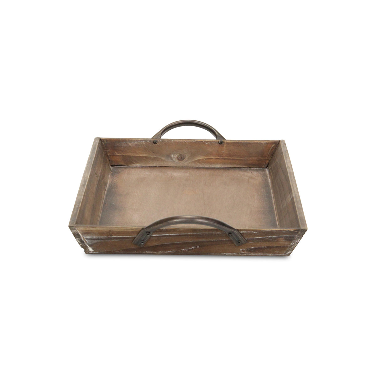 LAUREL 19" BROWN WOOD HANDMADE SERVING TRAY WITH HANDLES