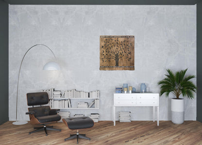 36" X 2" BROWN MANGO WOOD SQUARE HANGING TAPESTRY - Varnish & Vibe