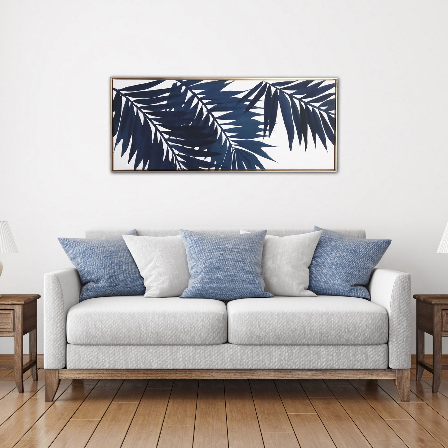 PIER BLUE PALMS CANVAS WALL DECOR - Varnish & Vibe