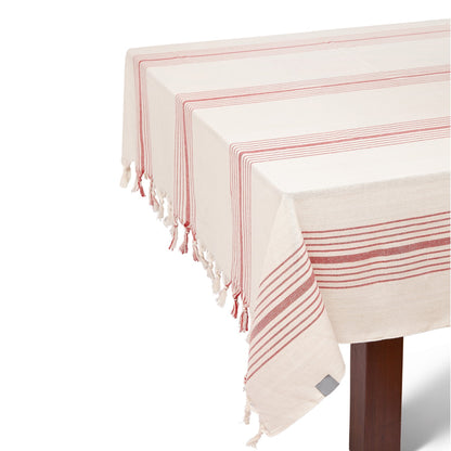 RED AND CREAM STRIPED TABLECLOTH SET - Varnish & Vibe