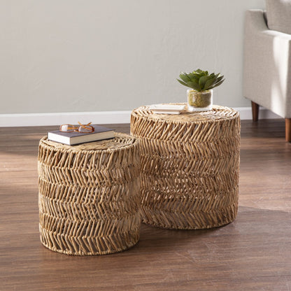 LAKEVIEW SET OF TWO RATTAN END TABLES