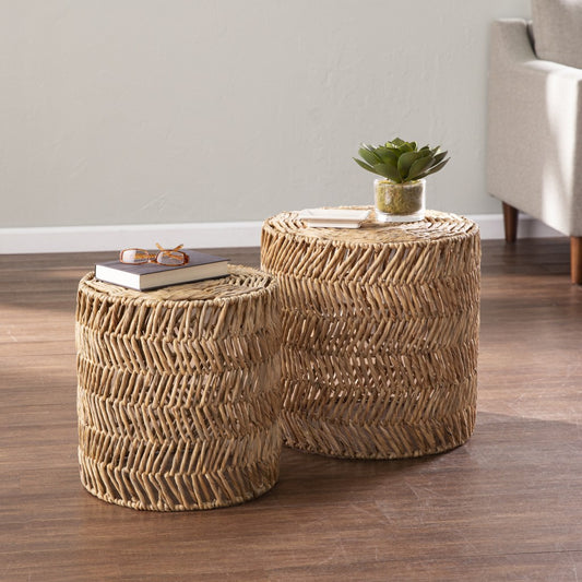 LAKEVIEW SET OF TWO RATTAN END TABLES