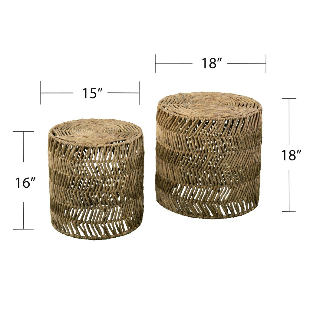 LAKEVIEW SET OF TWO RATTAN END TABLES