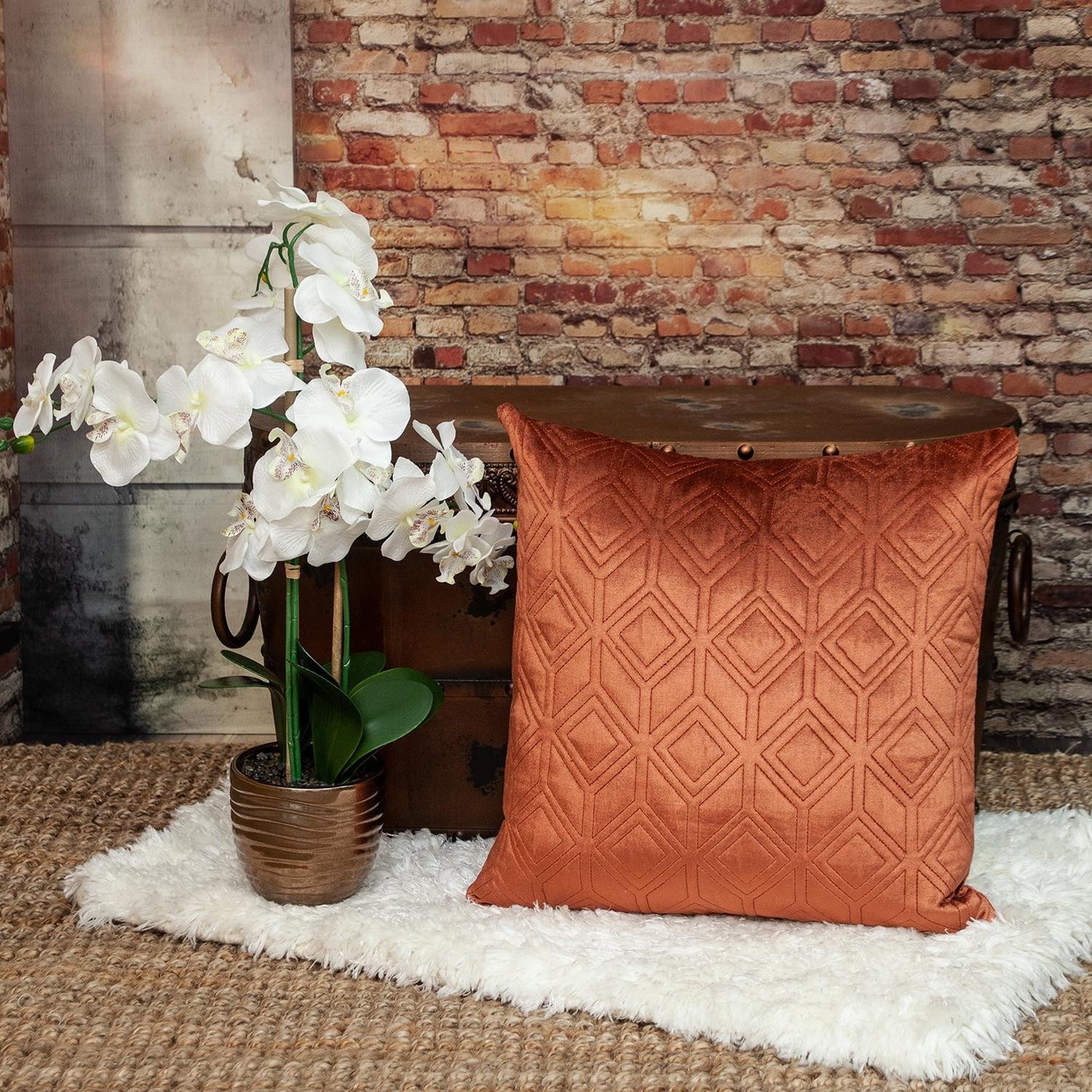 Tufted Terra Cotta Red Velvet Accent Throw Pillow - Varnish & Vibe