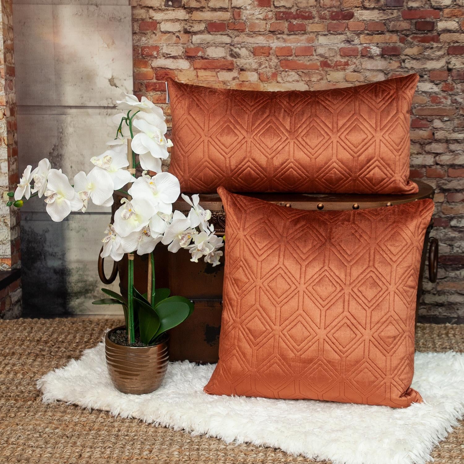Tufted Terra Cotta Red Velvet Accent Throw Pillow - Varnish & Vibe