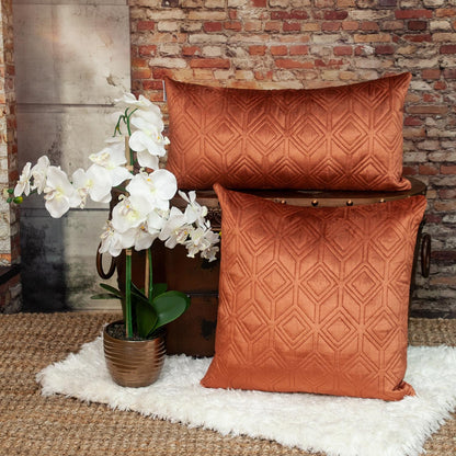 Tufted Terra Cotta Red Velvet Accent Throw Pillow - Varnish & Vibe