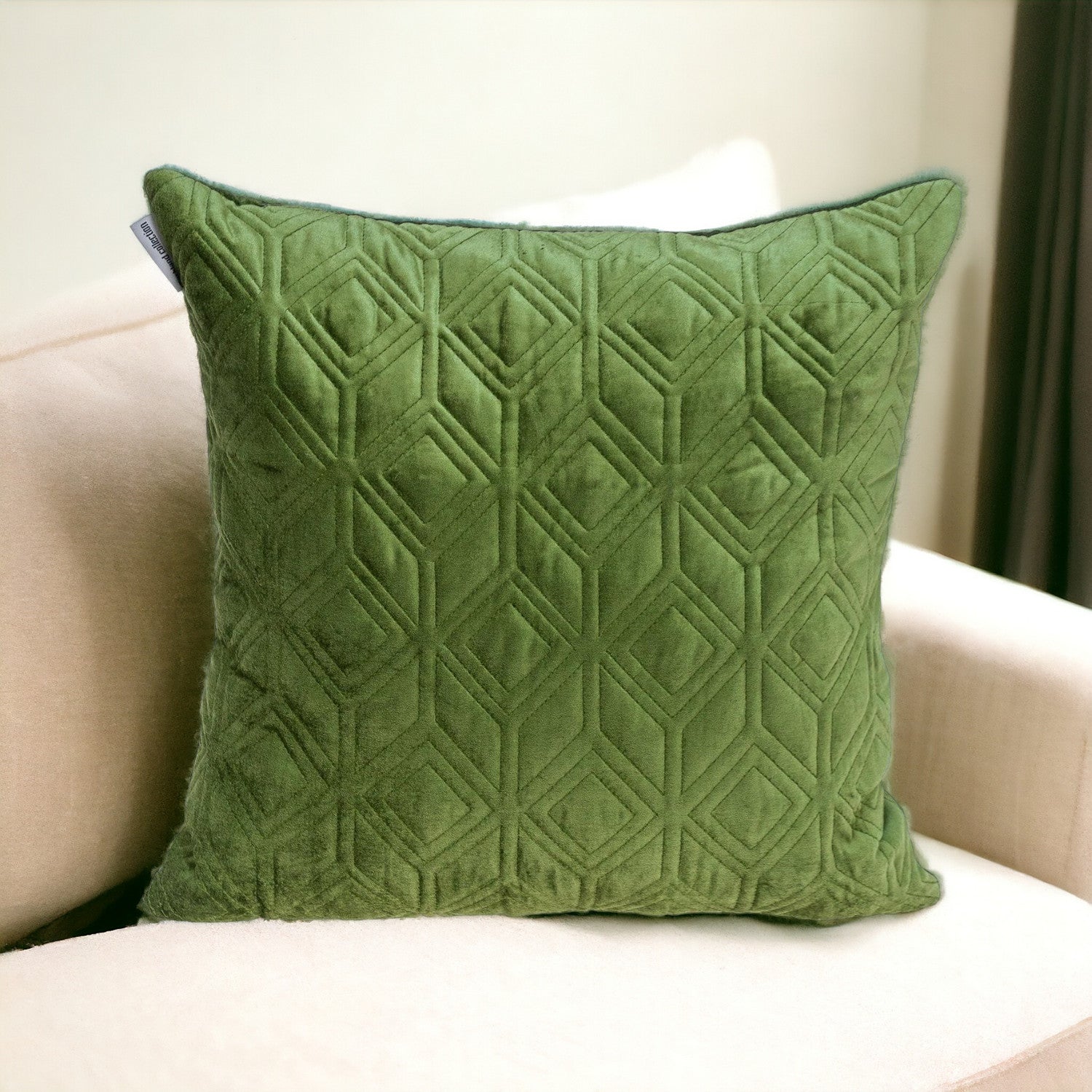 Tufted Olive Green Velvet Accent Throw Pillow - Varnish & Vibe