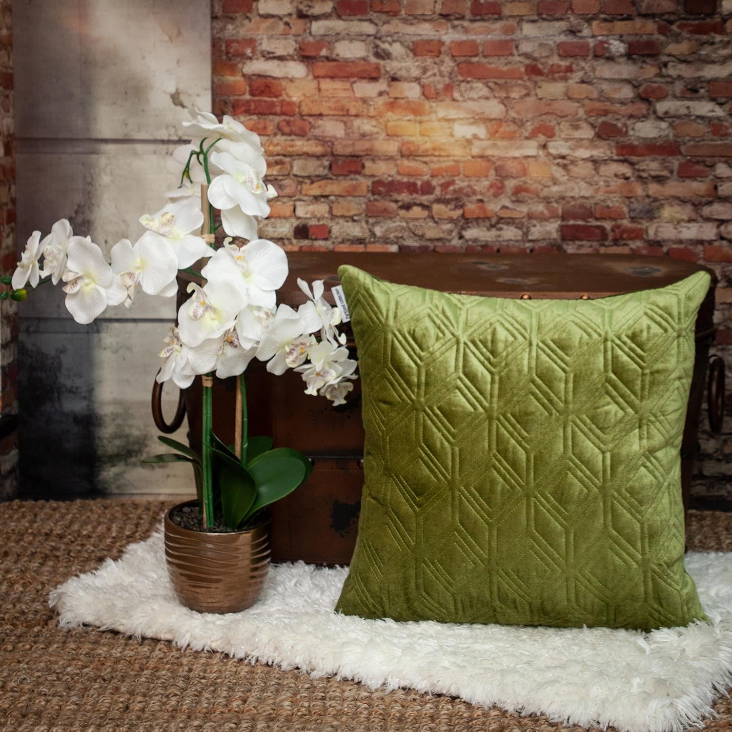 Tufted Olive Green Velvet Accent Throw Pillow - Varnish & Vibe
