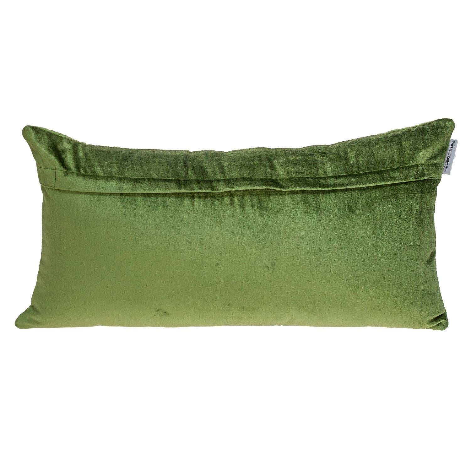Tufted Olive Green Velvet Lumbar Accent Pillow - Varnish & Vibe
