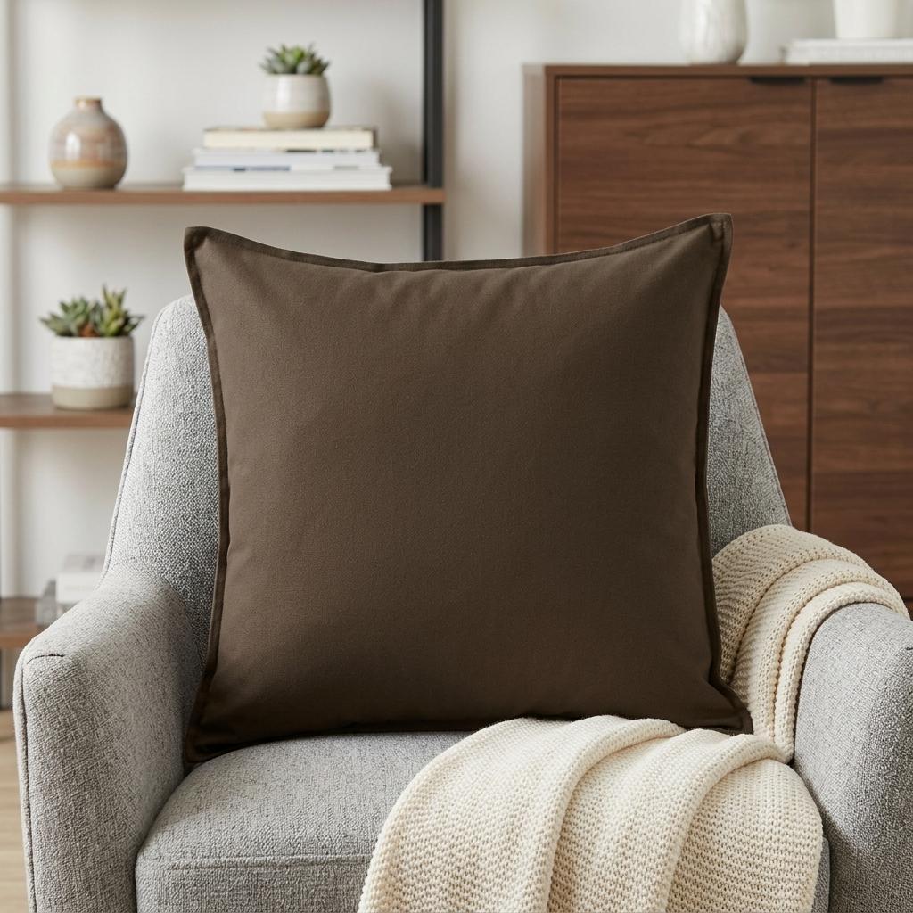 PALISADES 20" BROWN COTTON THROW PILLOW - Varnish & Vibe