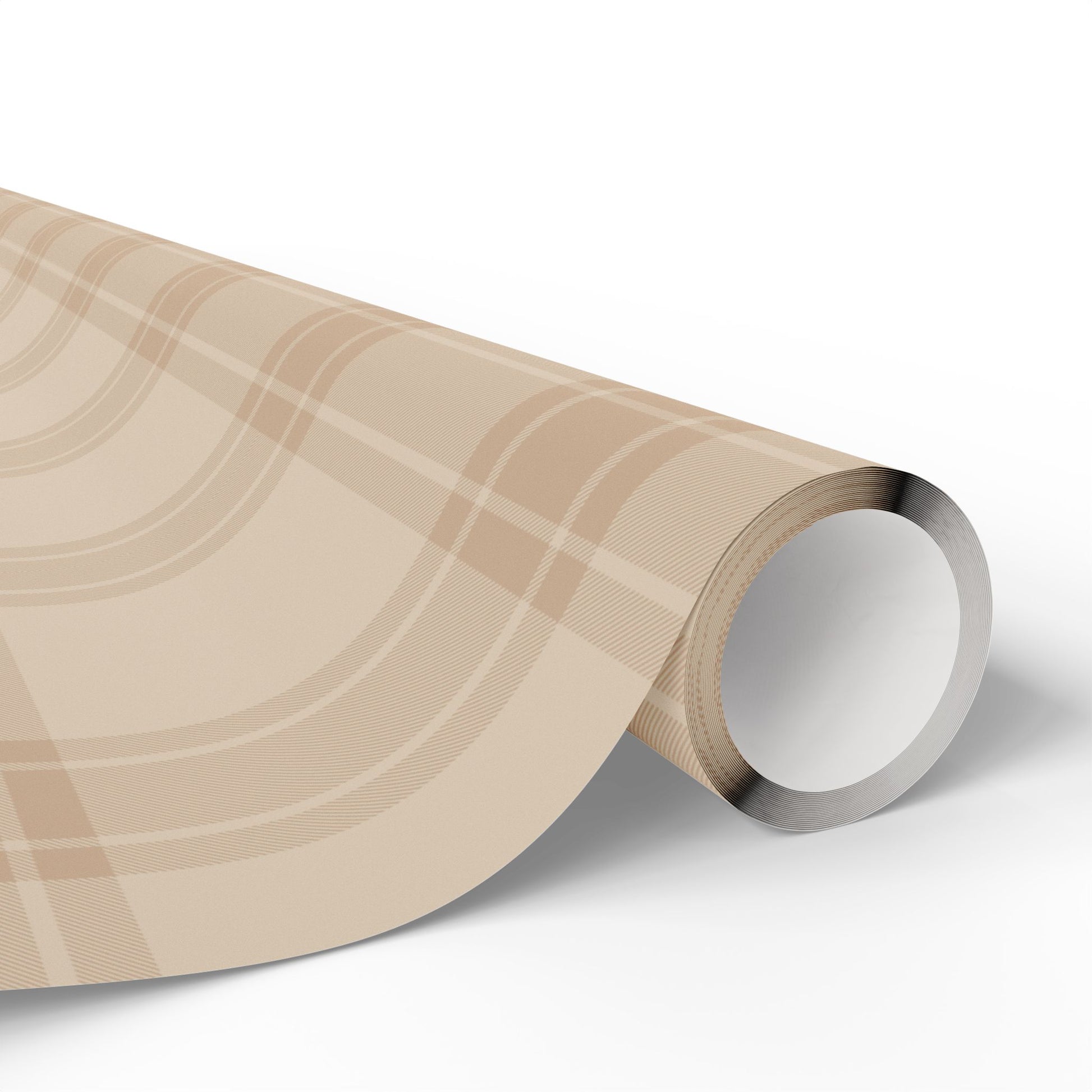 Neutral Plaid Wrapping Paper Roll – Beige Grid Gift Wrap for Weddings & Birthdays - Varnish & Vibe