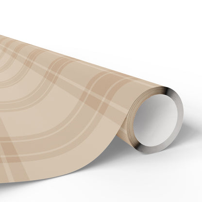Neutral Plaid Wrapping Paper Roll – Beige Grid Gift Wrap for Weddings & Birthdays - Varnish & Vibe